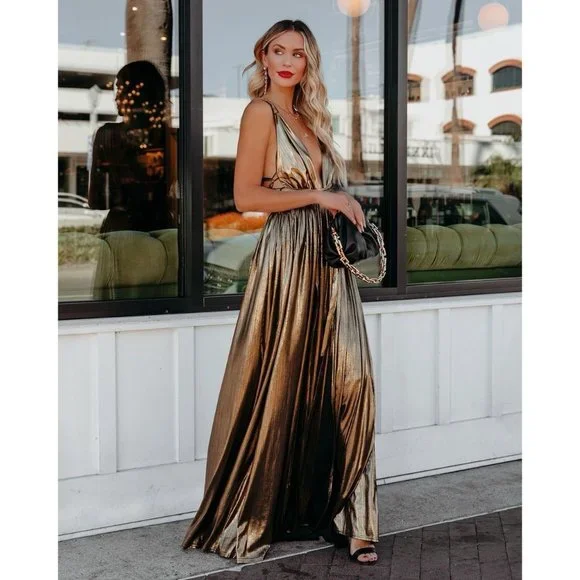 gold wrap maxi dress Finding Atlantis Wrap Maxi – Impressions Online Boutique main image 1